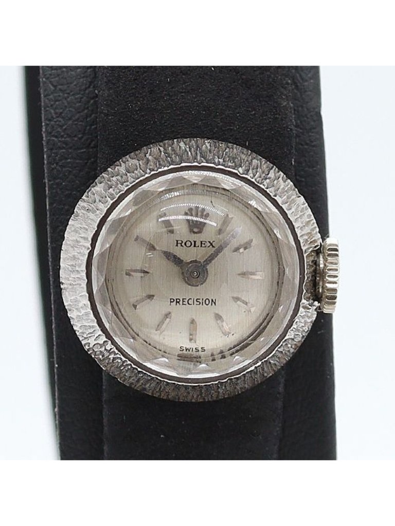 Rolex Precision Manual Wind 18k 750 Silver Dial Watch